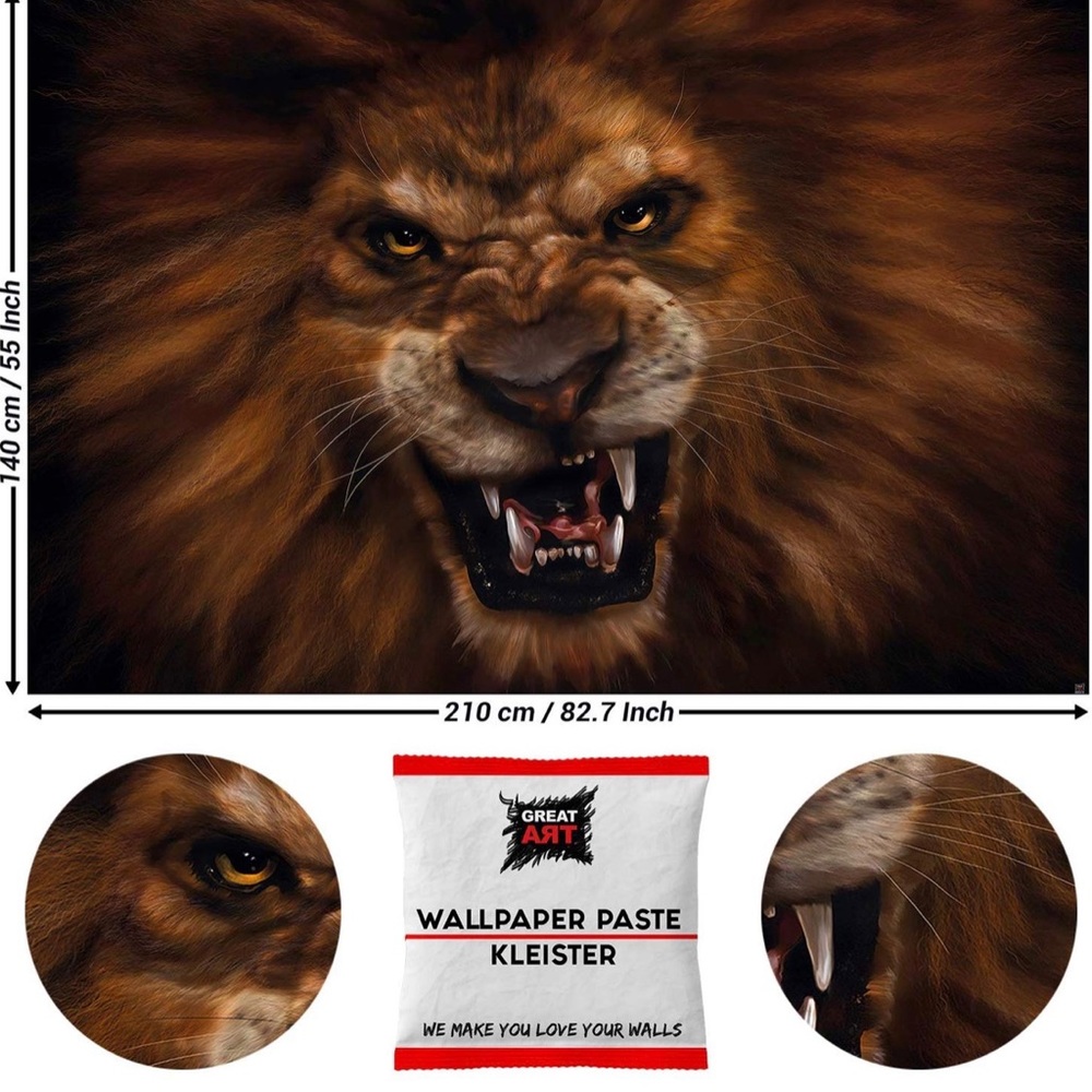Great Art Roaring Lion Photo Wallpaper